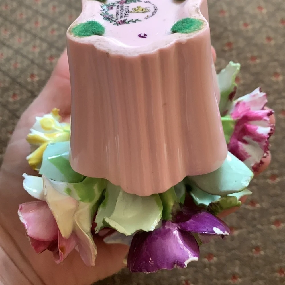 Vintage Staffordshire floral bouquet bone china England pink vase